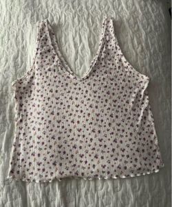 Floral Ribbed Crop Tank Top