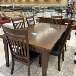 Dark Wood Dining Table w/6 Chairs