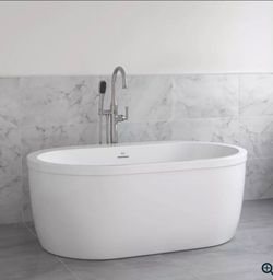 PROFLO Borealis 59" Acrylic Soaking Tub with Tap Deck, Drain Assembly, and Integrated Overflow
