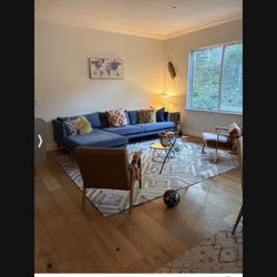 Blue Velvet Sofa/Couch with Chaise!
