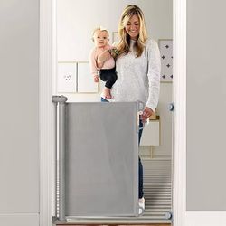 Momcozy Adjustable/Retractable Baby Gate, Gray, 55x33H