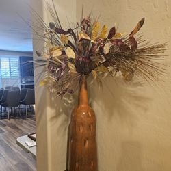 Custom Ensemble: Metal Vase AND Faux  Flower Arrangement,!