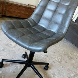 Gray Vegan Leather Office Chair