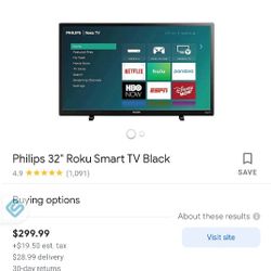 32inch Phillips Roku Smart Tv
