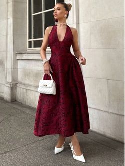 Burgundy long elegant dress