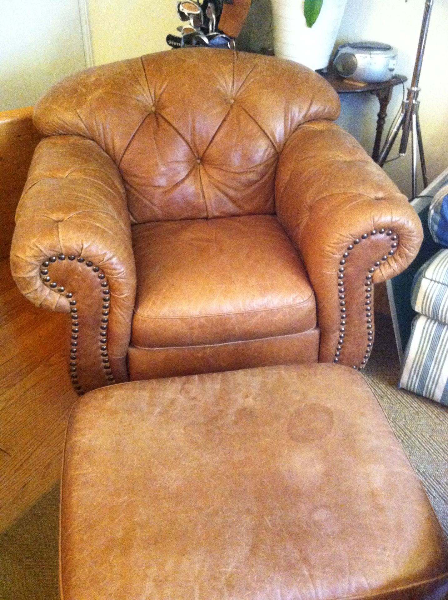 FREE Leather chair and ottoman!