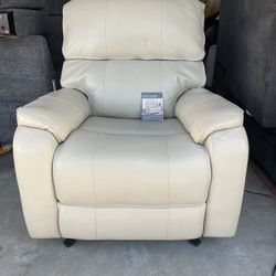 LEATHER POWER RECLINER GLIDER WITH POWER HEADREST 