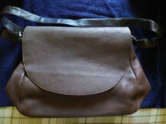 Eddie Bauer Genuine Leather Dark Brown Flap Crossbody Messenger Bag