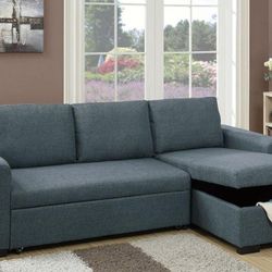 Brand New Gray Sectional Sofa With Pull-out Sleeper 