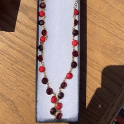 necklace with red glass