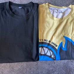 2 new Mens size large short sleeve custom T shirts. 2 shirts 1 price.