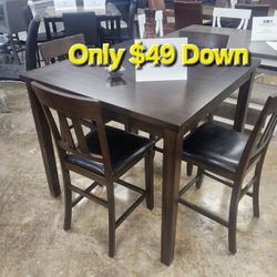 5pcs Diningroom Furniture Counter High Dining Table Sets 
