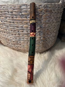 Hand-Painted Wooden Flute Folk Instrument