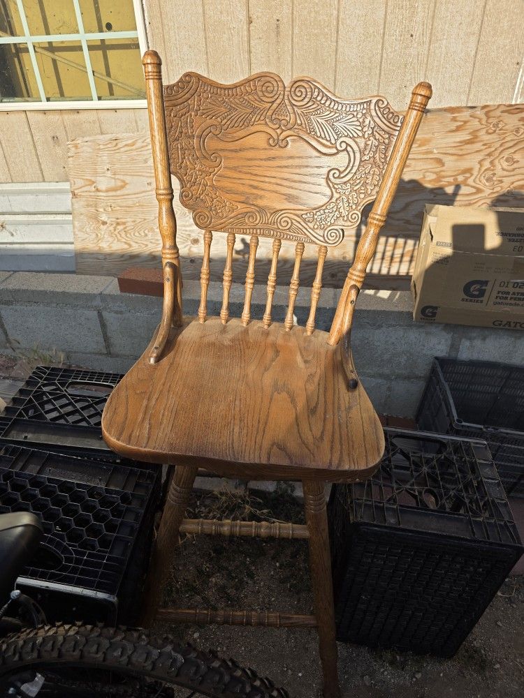 Oak Wooden Chair Bar Stool