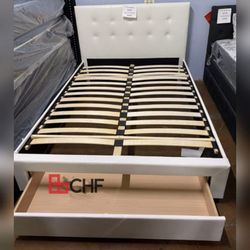 queen / full or twin bed frame with storage drawer //Mattress Sold Separately 