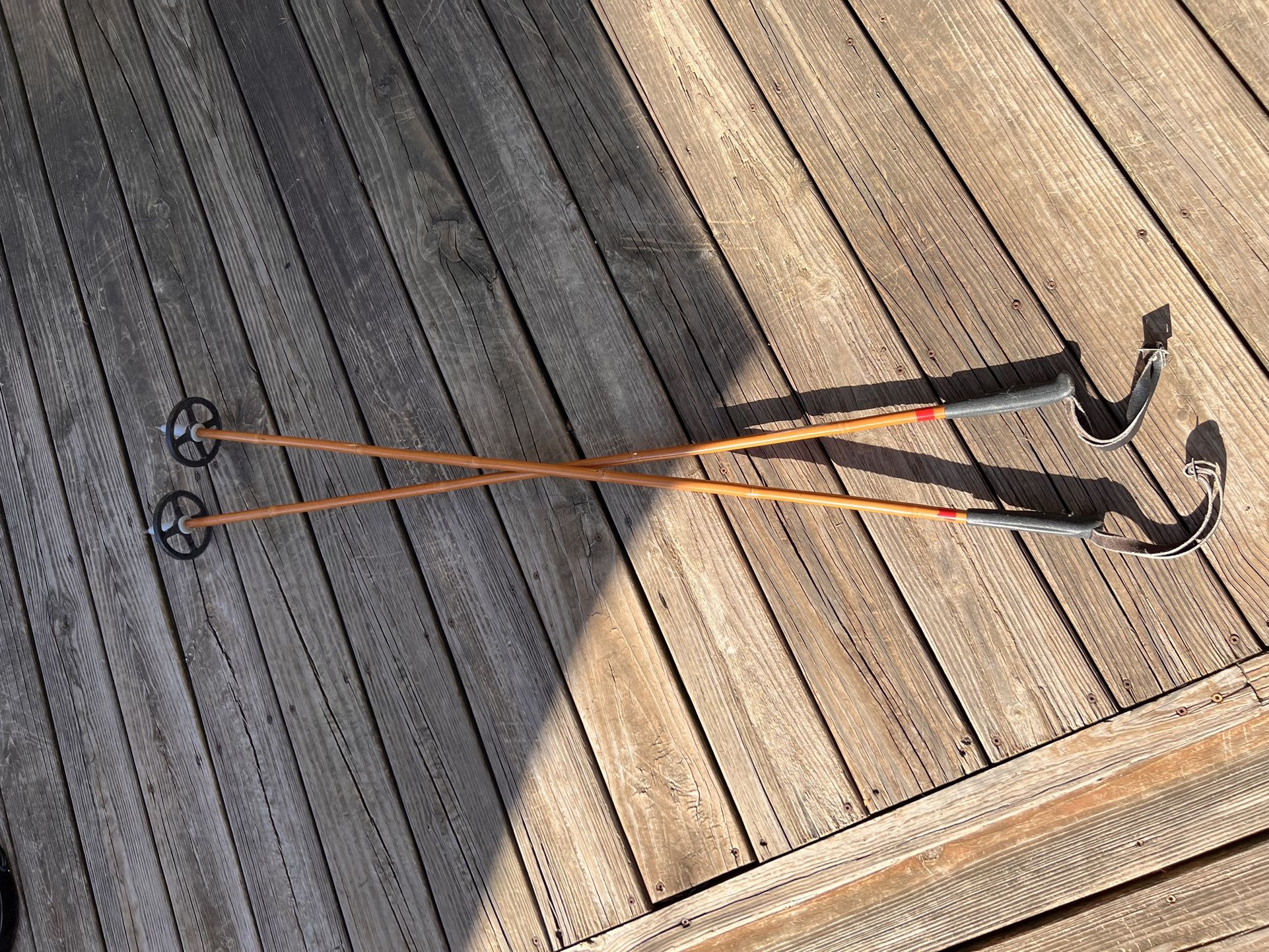 Antique Bamboo Ski Or Snowshoe Poles