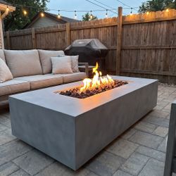 New 72 inch Concrete Fire Pit Table JRC72 Gray - 120,000 BTU Propane / Natural Gas - JRS Patio SD