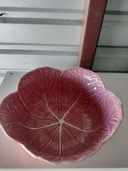 Vintage Bordallo Pinheiro Pink Cabbage Tall Salad Serving Bowl