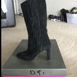 Vince Camuto Black Suede Fringe Boots Size 6.5