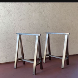 One Set Of 2 Heavy “Antique Brass” Steel Saw Horses From West Elm Desk (Base)