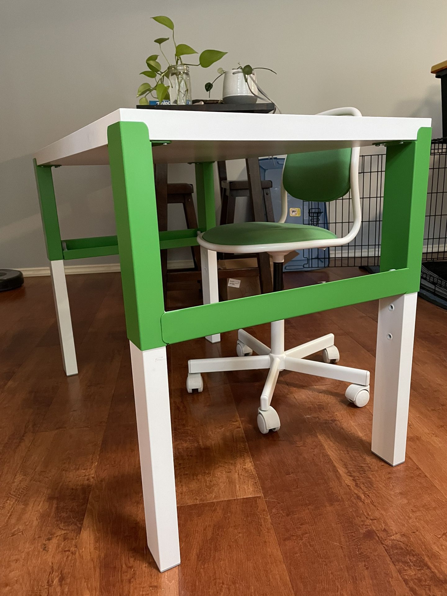 IKEA Kids Desk & Chair (green/white)