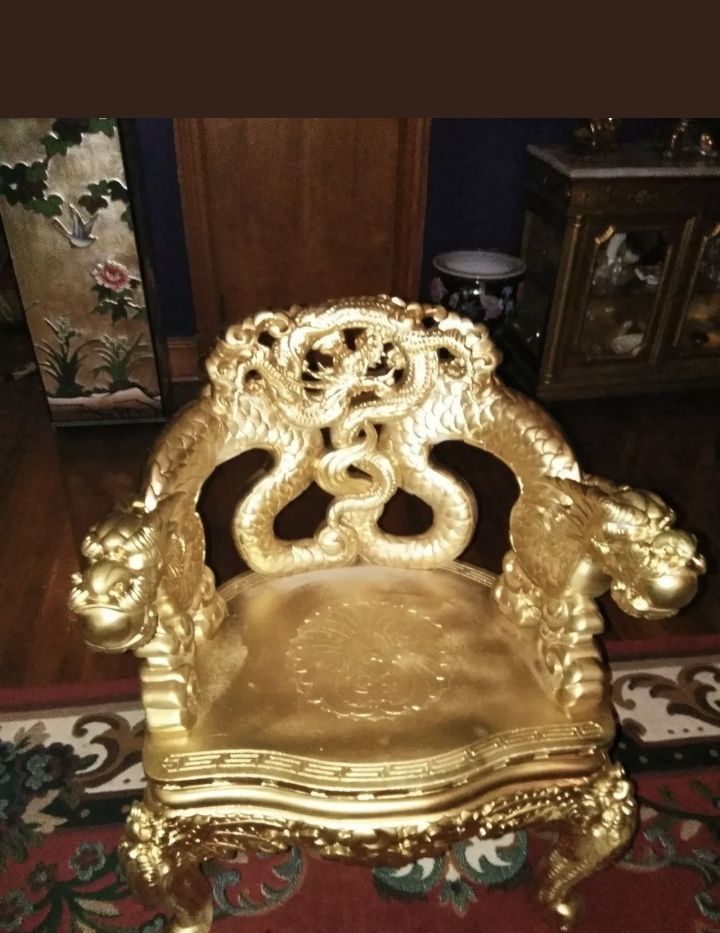 Beautiful antique Asian dragon chairs(2)