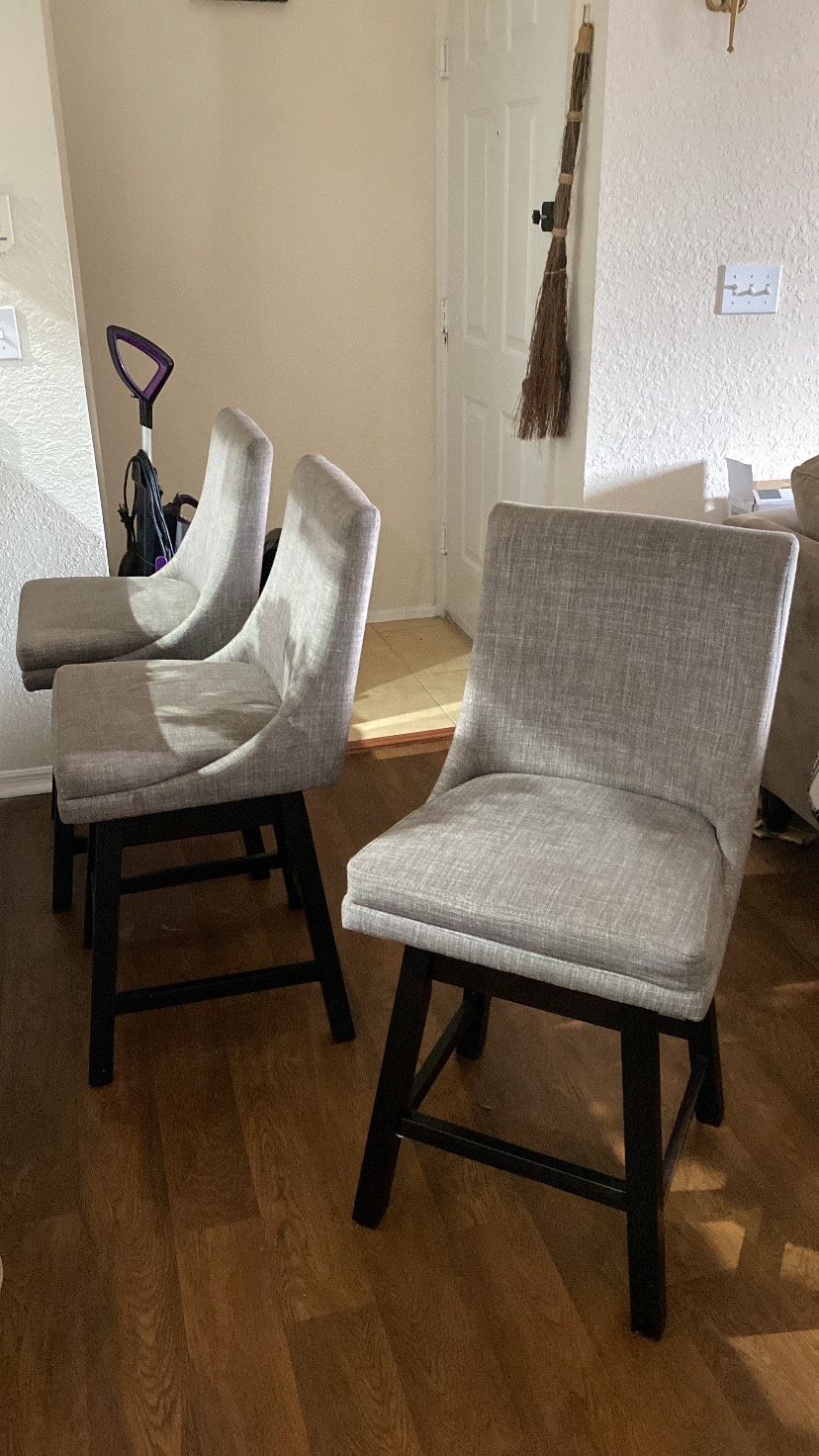 Gray linen Bar Stools