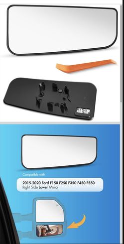 for Ford F150 F250 F350 F450 F550 Passenger Side Mirror Glass 2015 2016 2017 2018 2019 2020, Right Side Lower Power Heated Mirror Replacement with Bac