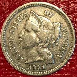 1881 THREE CENTS