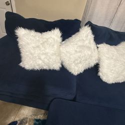 Beautiful Blue Sectional With Rug Included