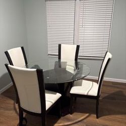 Glass Dining Table with 4 Chairs