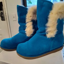 Shiekh - Blue Velvet Fur Boots