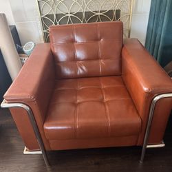 HERCULES Lesley Couch Midcentury Modern Cognac brown Sofa LeatherSoft Arm Chair Encasement Frame
