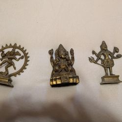 Brass Hindu Deities -Kali, Ganesha, Shiva 