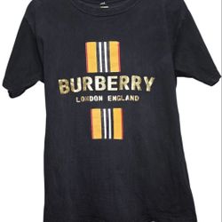 Burberry London England Mens Black Spellout Graphic T Shirt Size Medium 