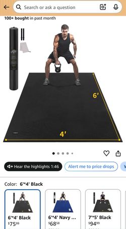 Large Exercise Mat Workout Mat for Home Gym, 7mm