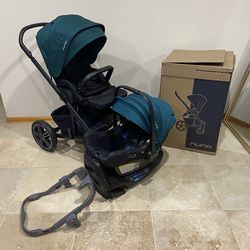 2022 Nuna Mixx Next Stroller With Car Seat With Green Canopy