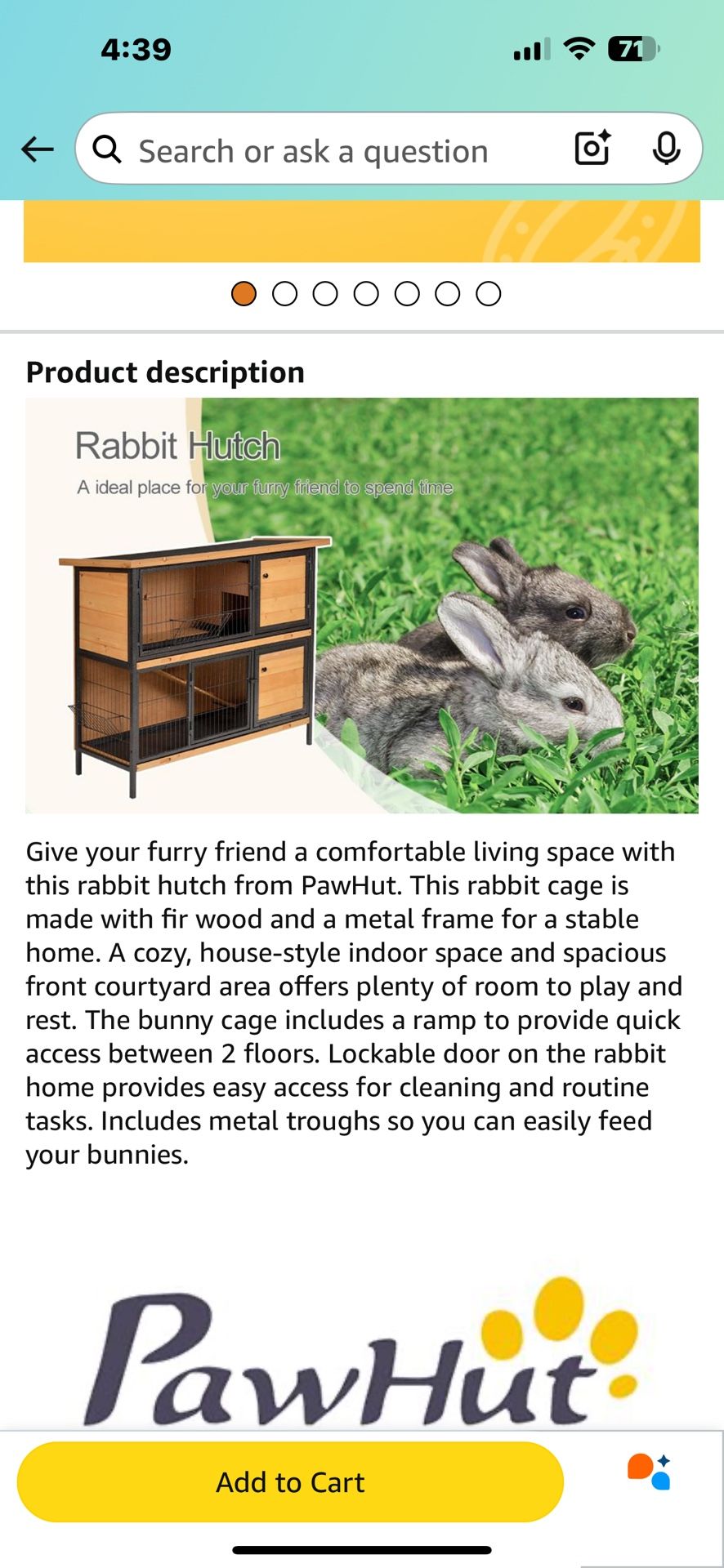 Pawhut Guinea Pig Or Rabbit Cage, Indoor Or Outdoor