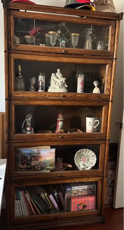 Oak Barrister Bookcase with Glass Doors