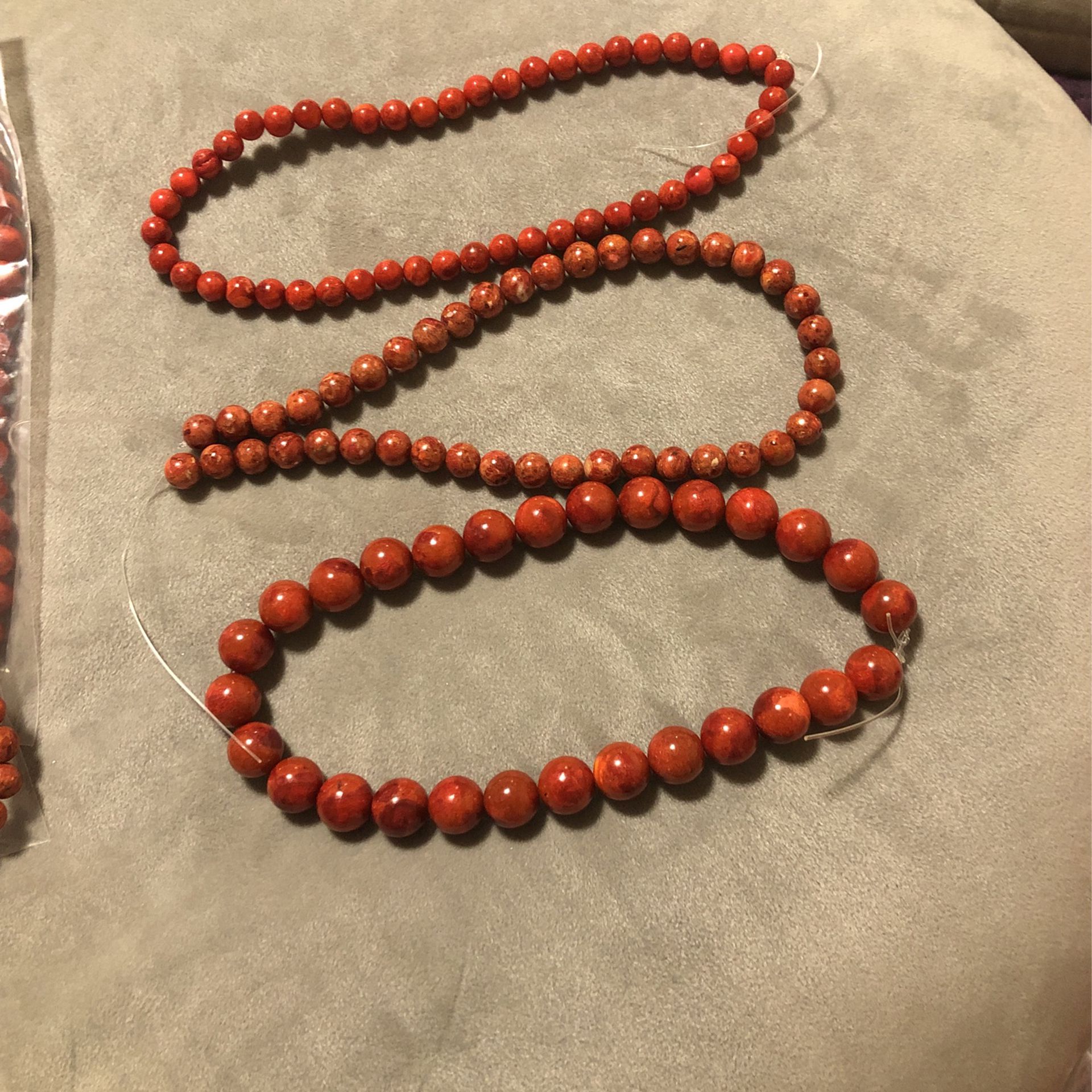 Red Coral  Wood  Strands  3 Sizes