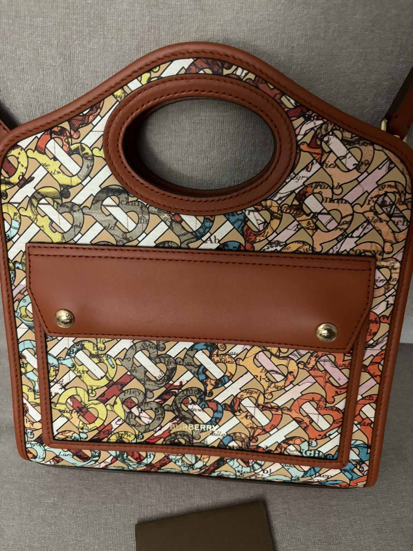Burberry Monogram Map Print Mini Pocket Bag