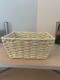 Woven Rectangular Storage Basket — Natural Fiber
