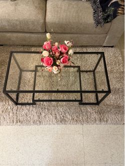 Black Metal Modern  Glass Coffee Table