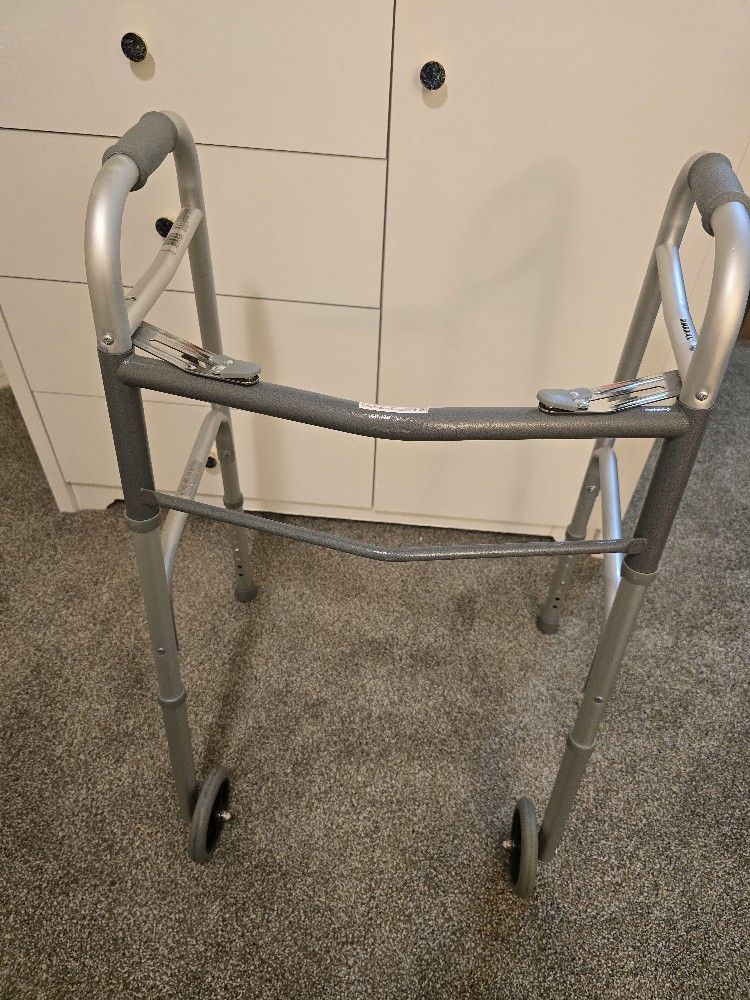Folding Walker with Wheels, Tennis Balls Included For Back Legs