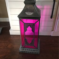 Pewter  And Glass  Persian Lamp 