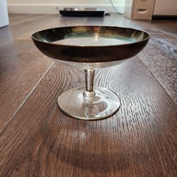 Vintage Dorothy Thorpe Glass Compote With Sterling Silver Band, great condition