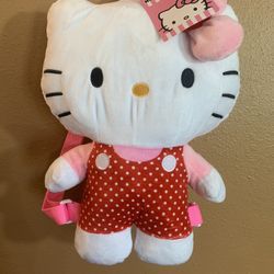 Sanrio Hello Kitty Big Red Bow Polka Dot Plush Backpack - NWT
