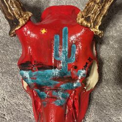 Painted Deer Skull