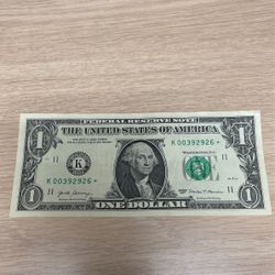 Star Note $1 Bill Serie k 00392926