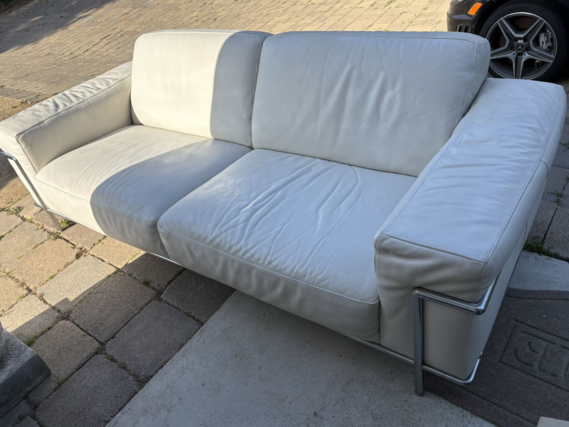 White Leather Couch Real Leather Designer Brand